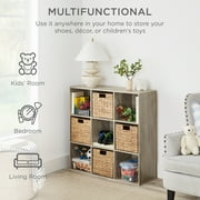 Best Choice Products 9-Cube Bookshelf, 11in Display Storage Organizer w/ 3 Removable Back Panels - Greige