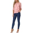 thumbnail image 2 of CAMISAS DE MUJER INSPIRE CHIC CON MANGAS 3/4 Y HEM RIZADO, BLUSA DE CHIFFON FLORAL, ROSA-Blanco, Talla S, 2 of 5