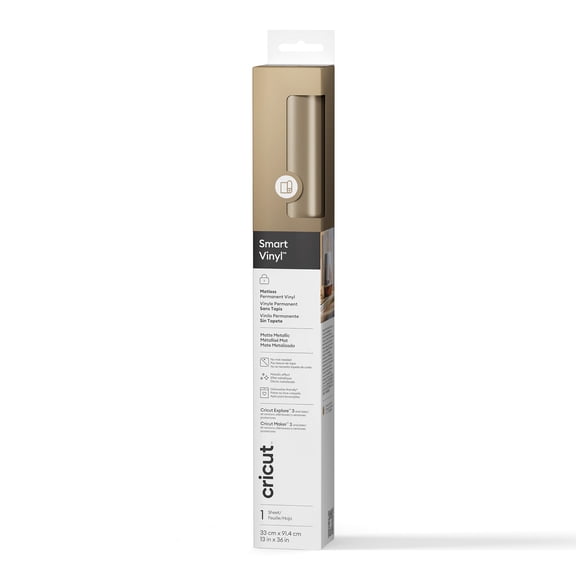 Cricut® Smart Vinyl™ Matte Metallic Matless Permanent Vinyl (3 ft), 13" x 36",Champagne