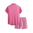 thumbnail image 4 of Stamzod Hawaiian Outfits for Men 2PC Summer Short Sleeve Button Down Shirt and Shorts Set Casual Loose Vacation Beach Short Sets for Men Pink L, 4 of 5