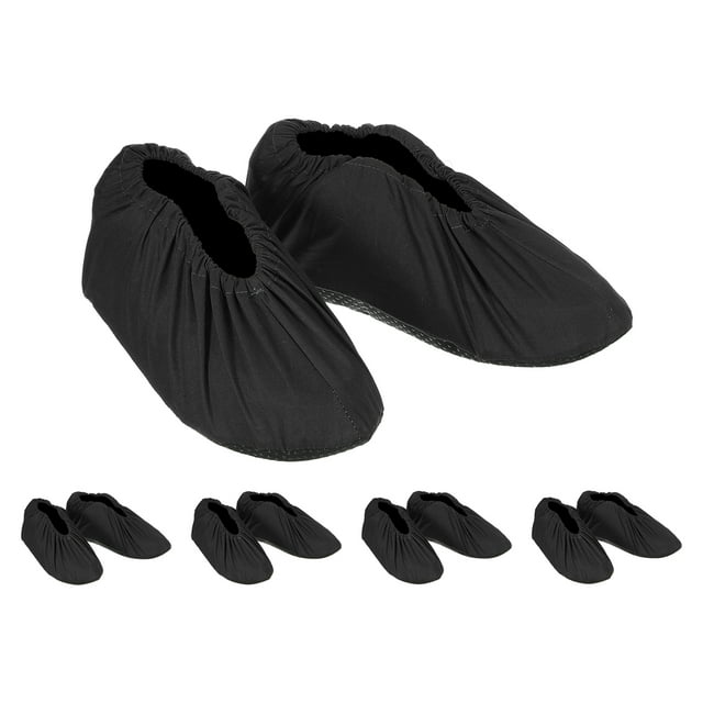Unique Bargains Couvre-Chaussures, 5 Paires de Couvre-Chaussures Réutilisables pour Intérieur, Noir