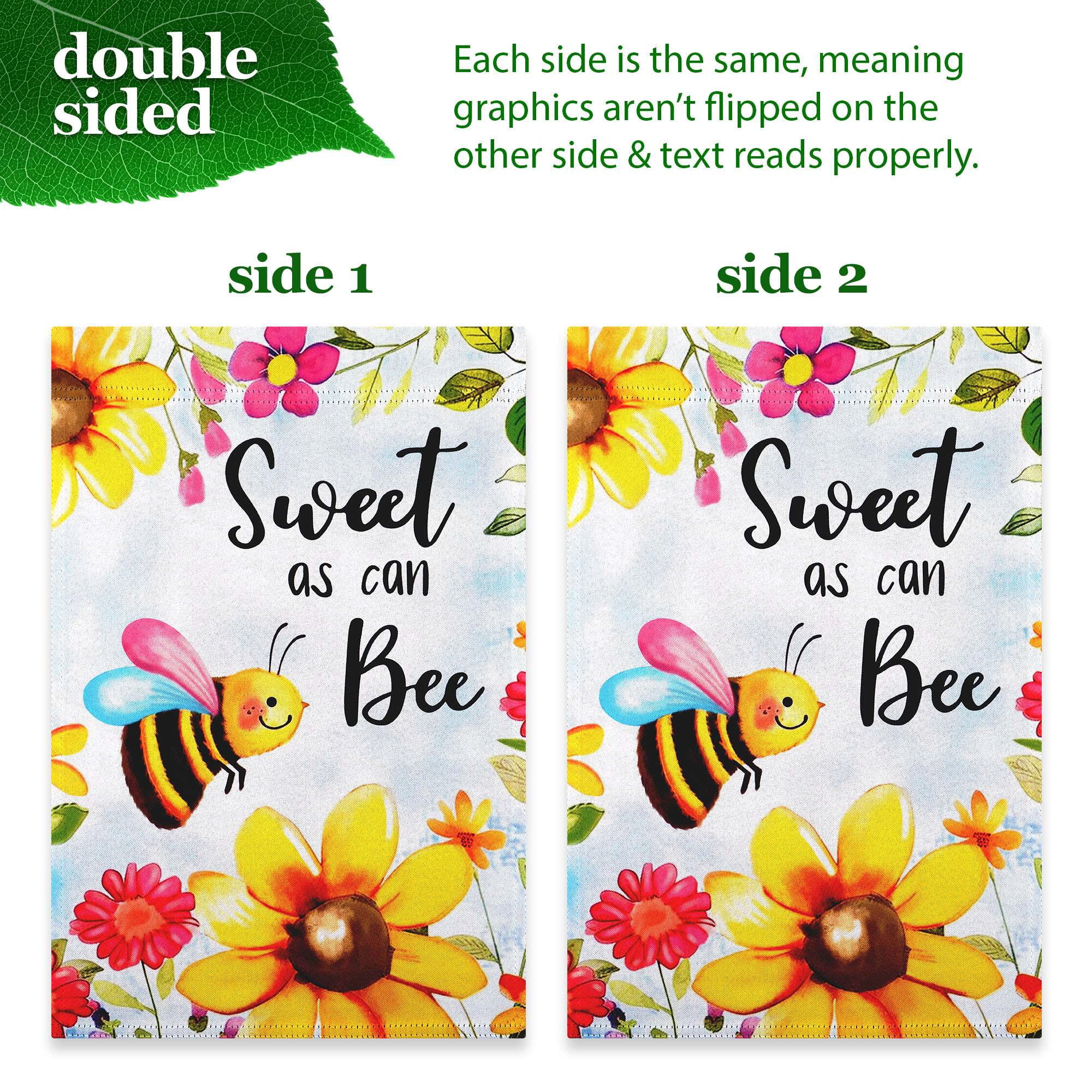 G128 Combo Pack: Garden Flag Stand 36x16IN & Garden Flag Sweet Bee Flowers Printed 12x18IN Double Sided