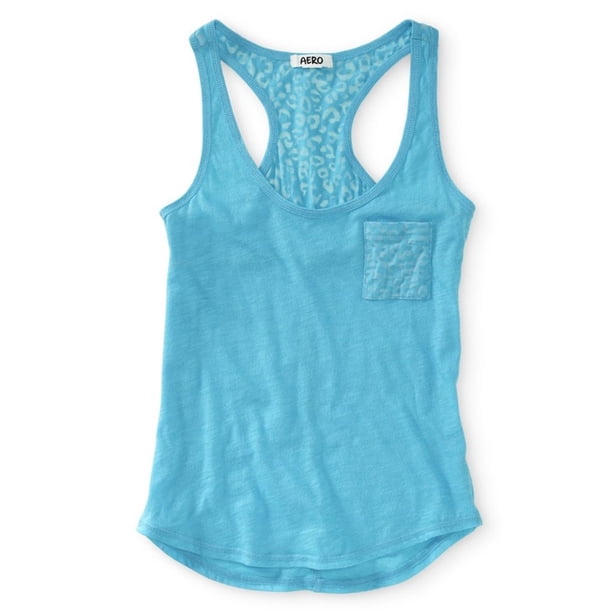 Aeropostale - Camiseta sin mangas con espalda cruzada para dormir para mujer, azul, XS Aeropostale Camiseta sin mangas