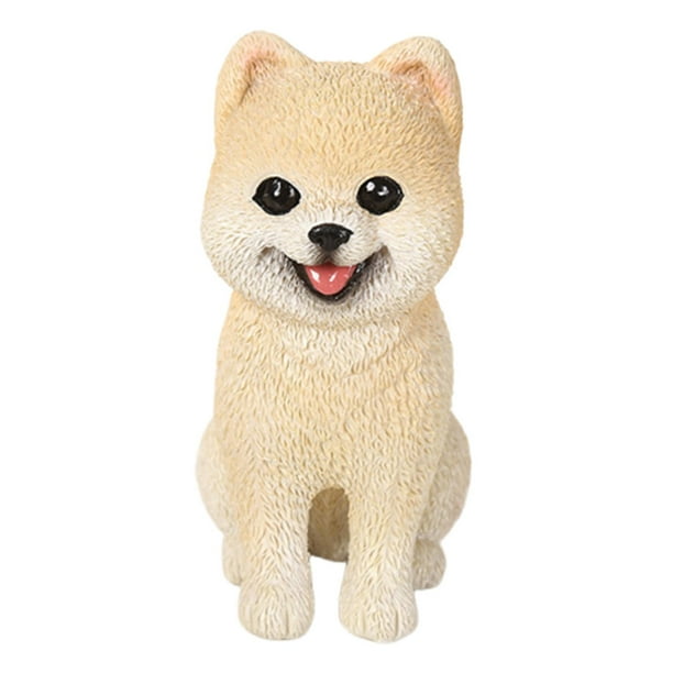 Figura de perro Pomerania, adorno artesanal, linda decoración portátil para coche, cachorro Albaricoque