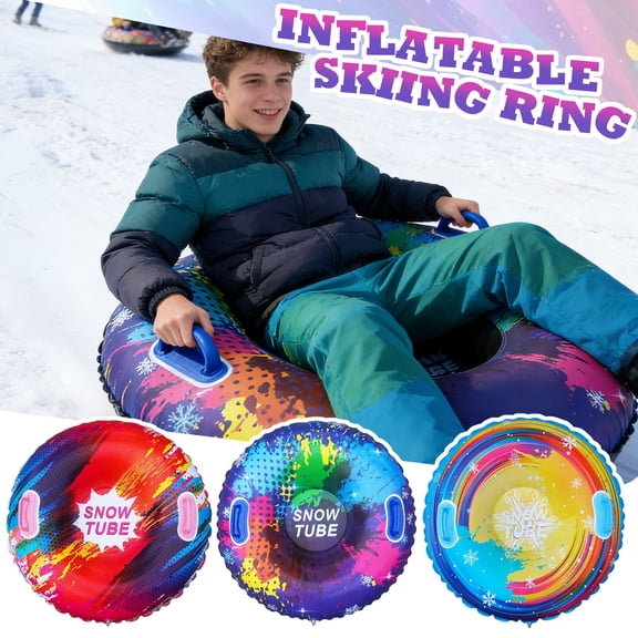 Snow Tube Inflatable Sleds for Kids Snow Tubes for Sledding Heavy Duty 33In Snow Sleds for Daughter, Son and Adult with H andles Outdoor Snow Toys Set