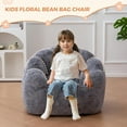 thumbnail image 3 of Kids Bean Bag Chair, Floral Shaped Bean Bag Sofa, Plush Faux Fur Toddler Couch with Petal Backrest for Boys Girls, Stuffed Cozy Sofa for Nursery, Bedroom, Grey, 3 of 13