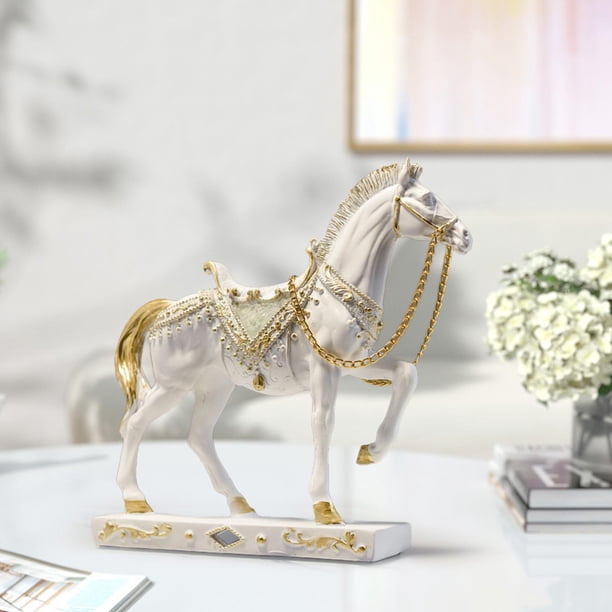Estatua de caballo decorativa BLESIY resina 19,5 cm x 5 cm x 18,5 cm blanco