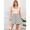 thumbnail image 6 of SHOWMALL Women's Plus Size Athletic Shorts with Pockets, Light Gray 3X Cotton Blend Workout Shorts with Side Slits & Drawstring, 6 of 9