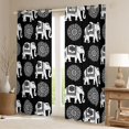 thumbnail image 2 of Feelyou Hippie Black Elephant Black Out Curtains, Tribal Damask Flower Curtains Pack of 2 (42x63 Each), Teens Kids Boys Girls Bedroom Curtains, Blackout Curtains Bedroom Decor, 2 of 6