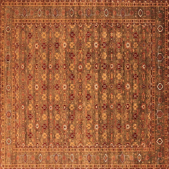 Ahgly Company Indoor Square Oriental Orange Traditional Area Rugs, 8' Square