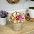 thumbnail image 2 of Northlight Wooden Mixed Floral Artificial Spring Arrangement with Pot - 7", 2 of 6
