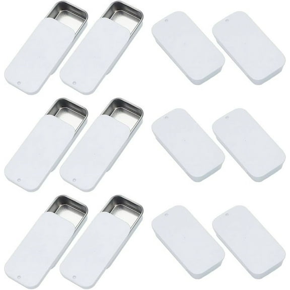 12pcs Mini Metal Tin Box 2.07x1.04x0.41 Inch Slide Tin Container Empty Storage Organizer Tins Rectangular Tinplate Slide Storage Box for DIY Dry Storages Spices Tea Candy Party Favors