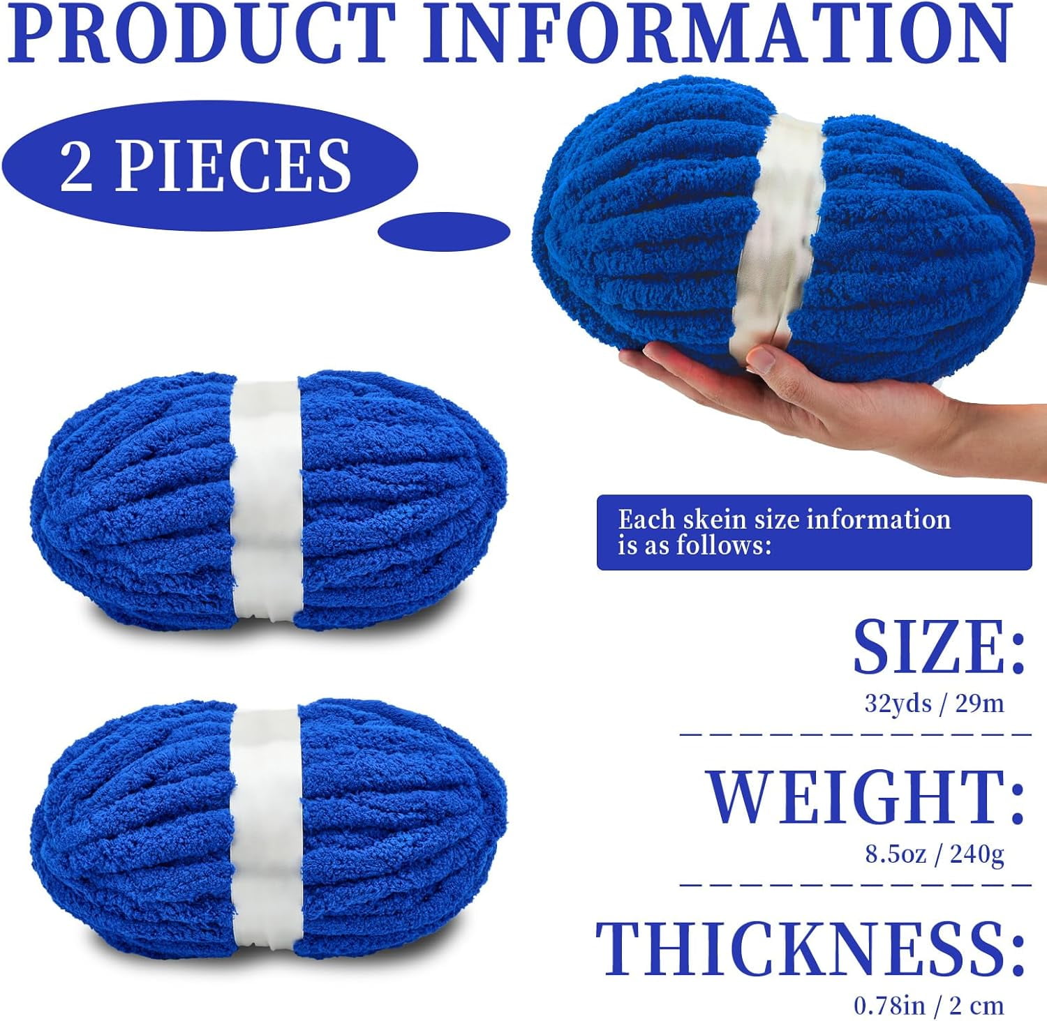 Chunky Chenille Yarn for Crocheting, Giant Yarn for Hand Knitting, Super Soft Jumbo Blanket Yarn Sage Green 2 Pack (32 yds, 8.5 oz Each Pack)