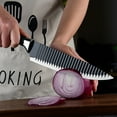 thumbnail image 5 of 6 Pieces Kitchen Knife Set Stainless Steel Chef Knife Peeler Scissors Set with Silicone Handle Wavy Pattern Black, 5 of 5
