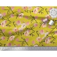 thumbnail image 3 of Soimoi Yellow Rayon Fabric Peach Flower Watercolor Printed Craft Fabric by The Yard 42 Inch Wide, 3 of 3