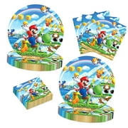 Bestwell 40pcs Mario Party Supplies, Including 20 Plates and 20 Napkins for Mario Birthday Party Decor