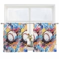 thumbnail image 2 of Baseball Sports, Semi Sheer Window Curtains 45 Inches Long, Minimalist Geometric Smear Art Rod Pocket Voile Silky Chiffon Curtain Light Filtering Drapes for Living Room, Kitchen, 52"x45", 2 Panels, 2 of 9