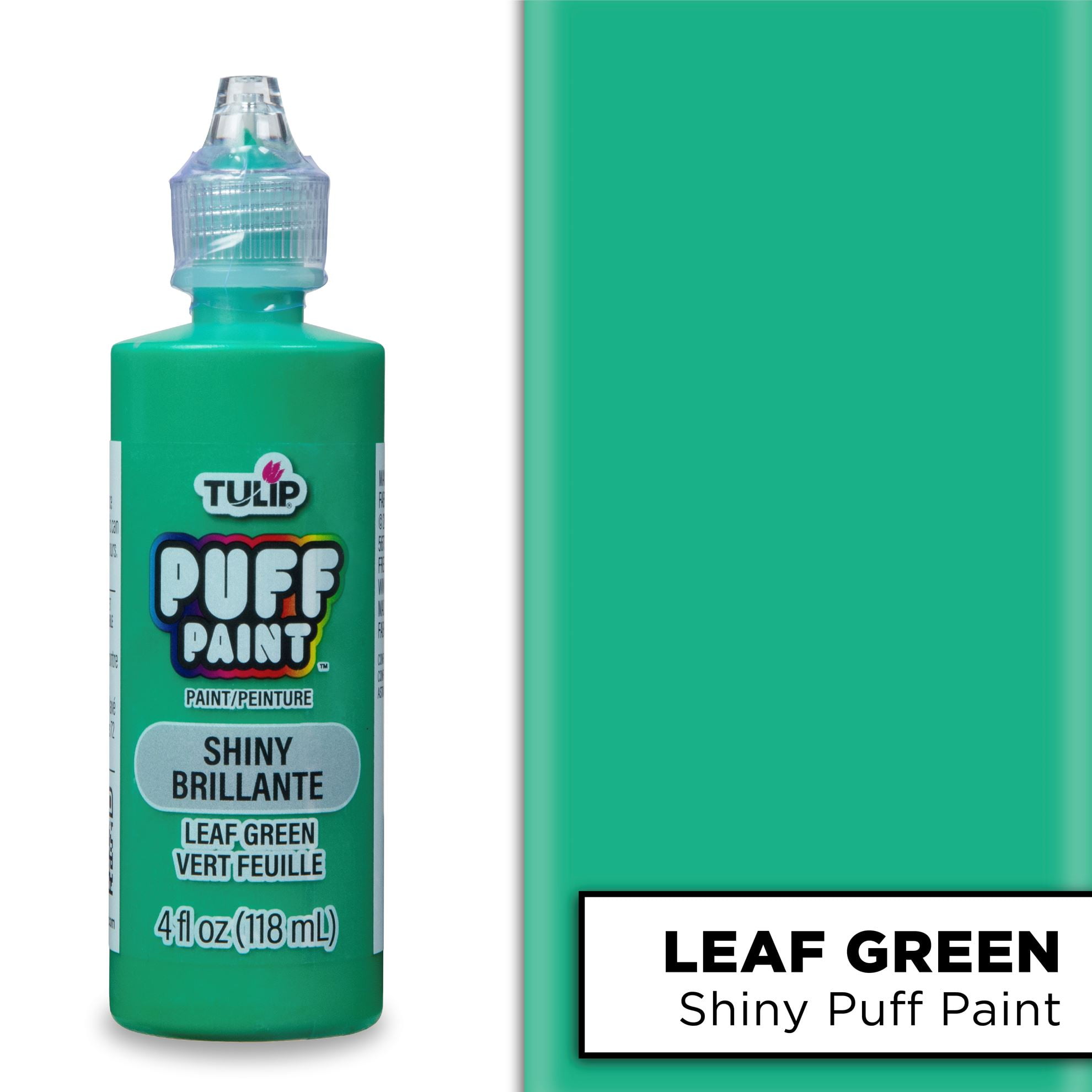 Tulip Puff Dimensional Fabric Paint, Leaf Green, 4 fl. oz., Nontoxic, Liquid, Permanent, Flexible, Machine Washable, 3D Texture