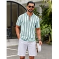 thumbnail image 4 of COOFANDY Men's Knit Shirts Short Sleeve Button Down Polo Shirt Striped Casual Summer Beach Shirts, 4 of 6
