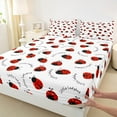 thumbnail image 3 of Manfei Ladybird Ladybug 4 Pieces Queen Sheet Sets,Kawaii Animal Ultra Soft Flat Sheet,Black Red Queen Fitted Sheet,Lightweight Cute Bedroom Decoration, 3 of 7