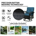 thumbnail image 6 of SHGJ&SOFT 3 Piece Patio Furniture Set, 2 Outdoor Swivel Rocking Chairs with Side Table, Thick Cushions Wicker Glider Chairs, All-Weather Brown Rattan Bistro Set for Porch, Deck, Pool (Blue), 6 of 11