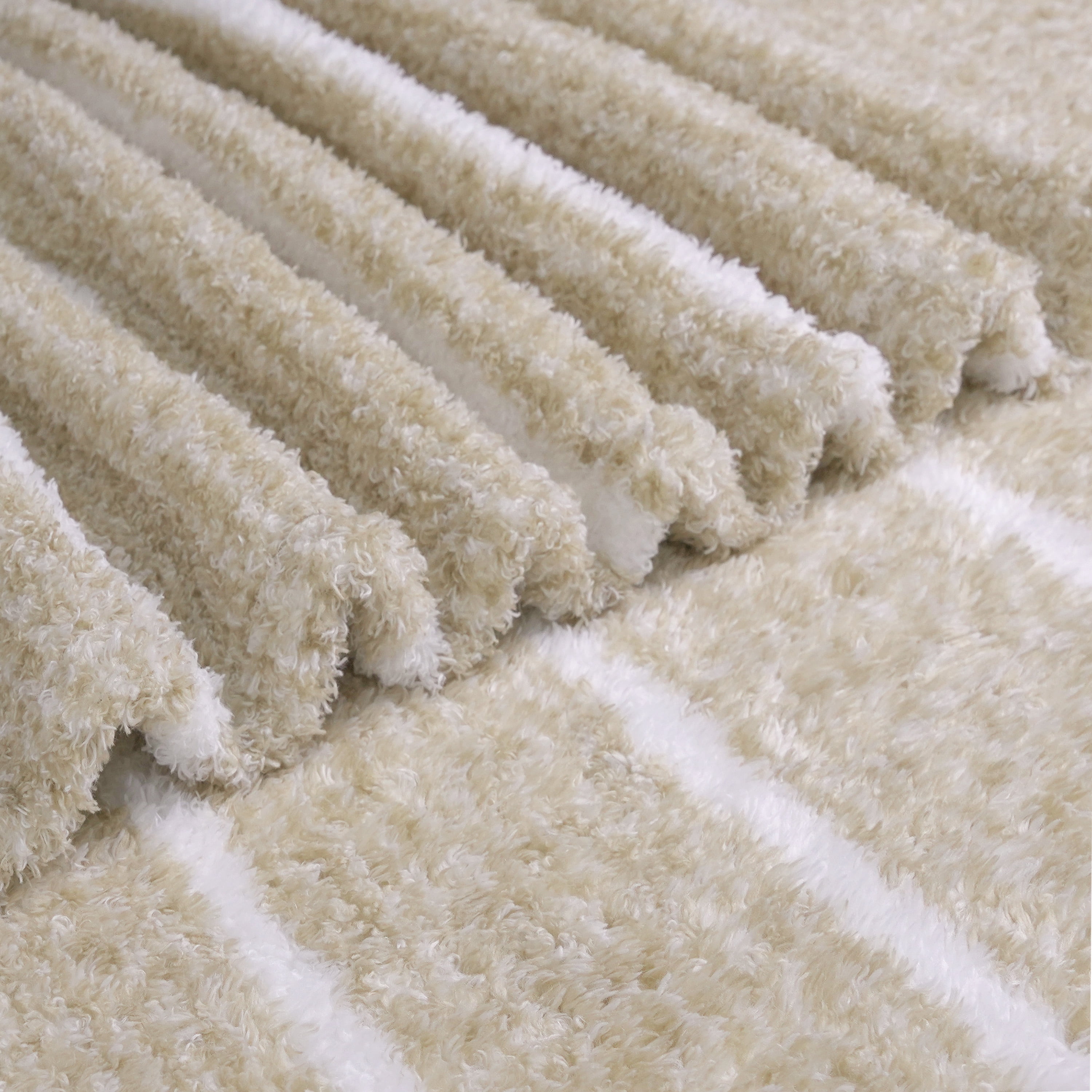 Regal Living Ultra Soft Cozy Knit Throw Blanket, Khaki Stripe, 90" x 90"