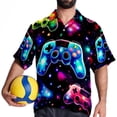 thumbnail image 4 of Game Controller Men's Short Sleeve Poplin Shirt, Casual Button Down Shirts, Printed Summer Beach Shirt, Unisex Casual Button Down Top, 4 of 6