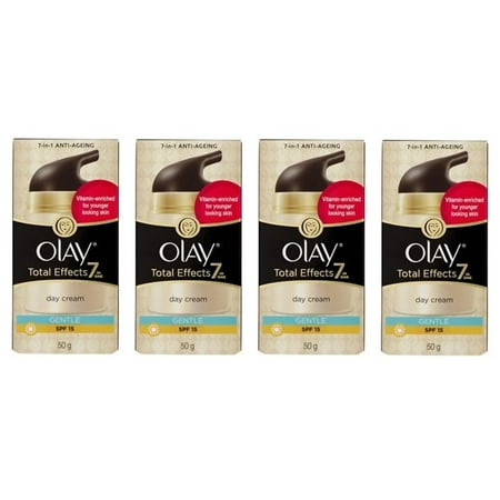 Olay Total Effects 7 in One Day Cream, Gentle, SPF 15, 50g (1.7 oz) (Pack of 4) + Cat Line Makeup Tutorial