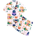 thumbnail image 4 of Adorable Printed Girls Pajama Set Short Sleeve Button Up Top and Comfy Shorts for Cozy Home Wear, 4 of 5