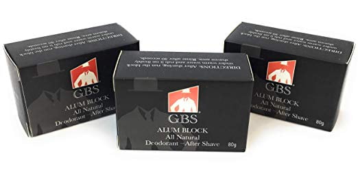 GBS 3 Pack of Premium Alum blocks 80G - Soothing Aftershave Astringent to Close Pores - Alum Stone Helps Stop Bleeding from Nicks and Cuts