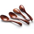thumbnail image 2 of Cucharas de madera, paquete de 4 cucharas japonesas redondas de madera para sopa Phoebe con mango para niños, arroz, postre, cucharas de cocina para utensilios de cocina y cena, 2 of 7