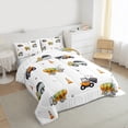 thumbnail image 3 of Manfei Equipment Truck Full Size Comforter Sets,Kids Bulldozer Bedding Comforter Set,Yellow White Bedding Sets For Boys Teens,Breathable Home Decor Reversible,3 Pieces, 3 of 8