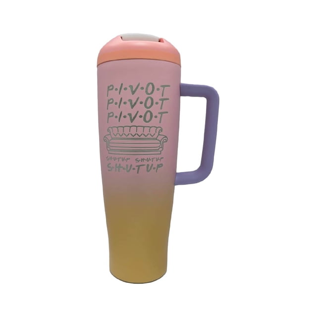 Termo Acero Inoxidable Friends Rosa Con Amarillo 1.2 Litros