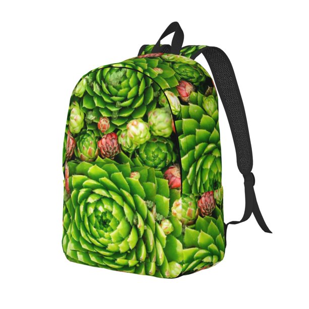 Disketp Cactus And Succulents print Canvas Backpack Lightweight Travel Daypack Student Rucksack Laptop Backpack-