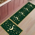 thumbnail image 2 of Kitchen Rugs and Mats 2 Pieces Stars Moon Runner Rug Sets Green Bohemian Gorgeous Starry Night Soft Comfort Standing Kitchen Mats for Floor Absorbent Area Rugs Carpet Non Slip Cushioned Doormat, 2 of 9