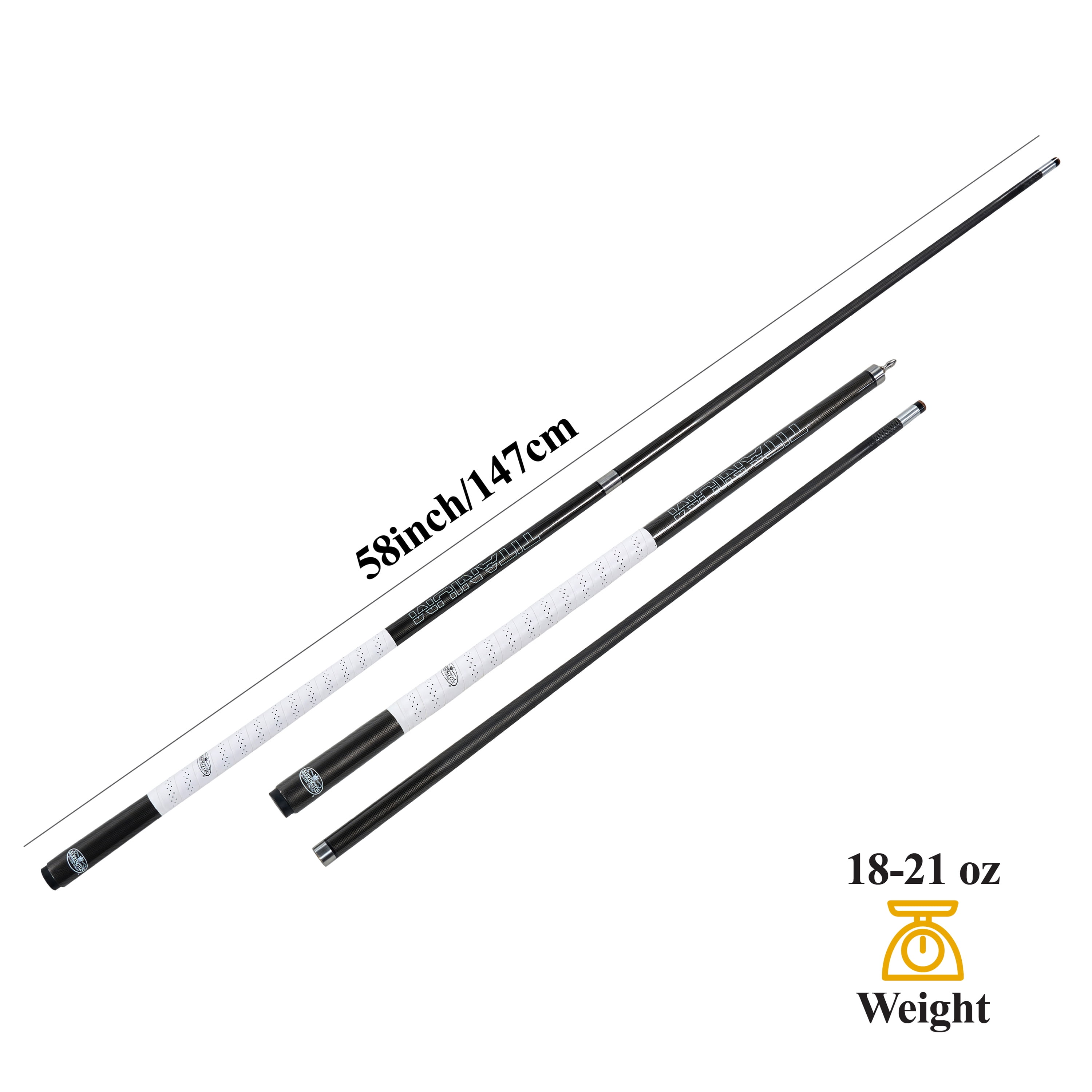 Barrington Billiards Titanium 58-inch Carbon Fiber Two-Piece Pool Cue with Quick-Release Joint and Anti-Slip Grip