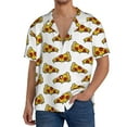 thumbnail image 3 of Vsdgher Pizza Print Men's Wrinkle Free Untucked Cuban Shirt Business Casual Button Down Shirts Short Sleeve Shirt, 3 of 7