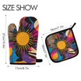 thumbnail image 2 of Yayeee Oven Mitts and Pot Holder Set of 2 Heat Resistant Kitchen Gloves Baking Hot Pad, Futuristic Circles, 2 of 5