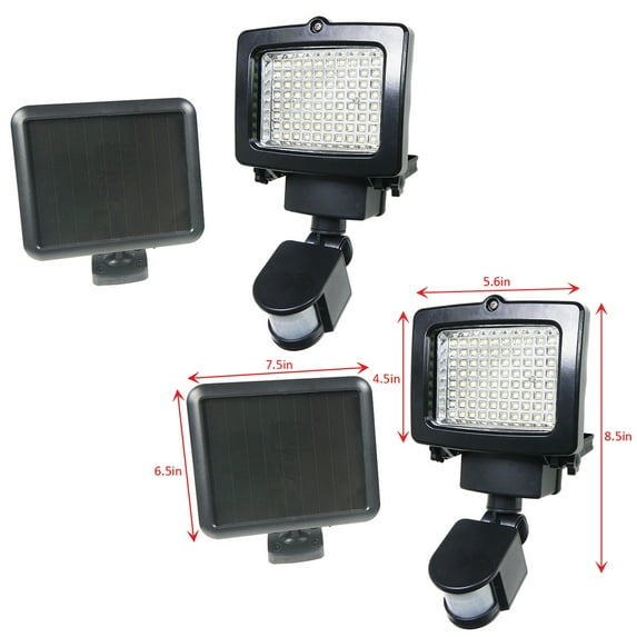 iGlow 2 Pack Black / White 80 Bright White SMD LEDs Outdoor Garden Solar Motion Sensor Security Flood Light Spot 80 100