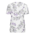 thumbnail image 5 of Delliss Women's Top short sleeved printed round neck loose fitting fake two-piece pleated T-shirt top Loose Summer Top, 5 of 6