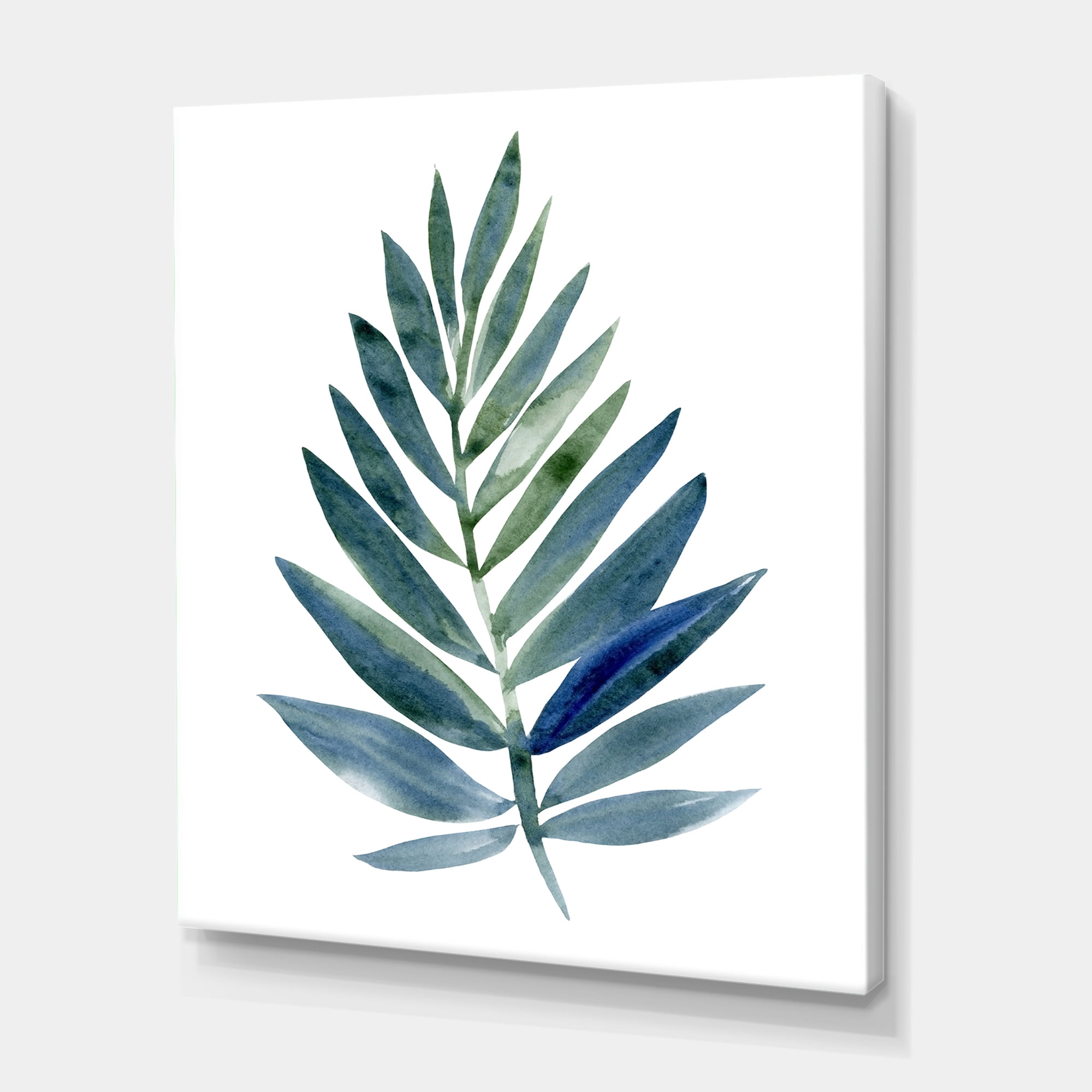 Designart ' Tropical Green Leaf On White ' Farmhouse Canvas Wall Art Print