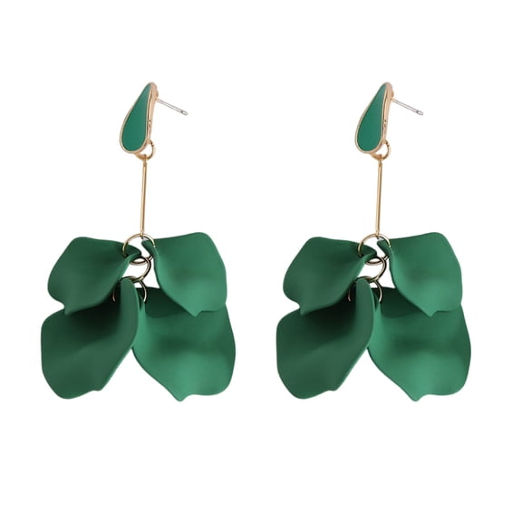 HUANLEDASH 1 Pair Rose Flower Petal Drop Earrings Exaggerated Dangle Earrings Women Piercing Stud Earrings Jewelry Gift
