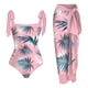 thumbnail image 1 of MKLEKYY Trajes De Baño Mujer 2 Piezas Women 1 Piece Swimwear+1 Piece Cover Up Two Piece Vintage Print Swimsuit Monokini Bikini 2 Piece Swimsuits Two Piece Tankini Set 1594, 1 of 4