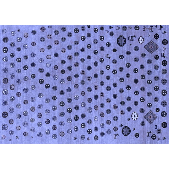 Ahgly Company Indoor Rectangle Oriental Blue Modern Area Rugs, 8' x 12'