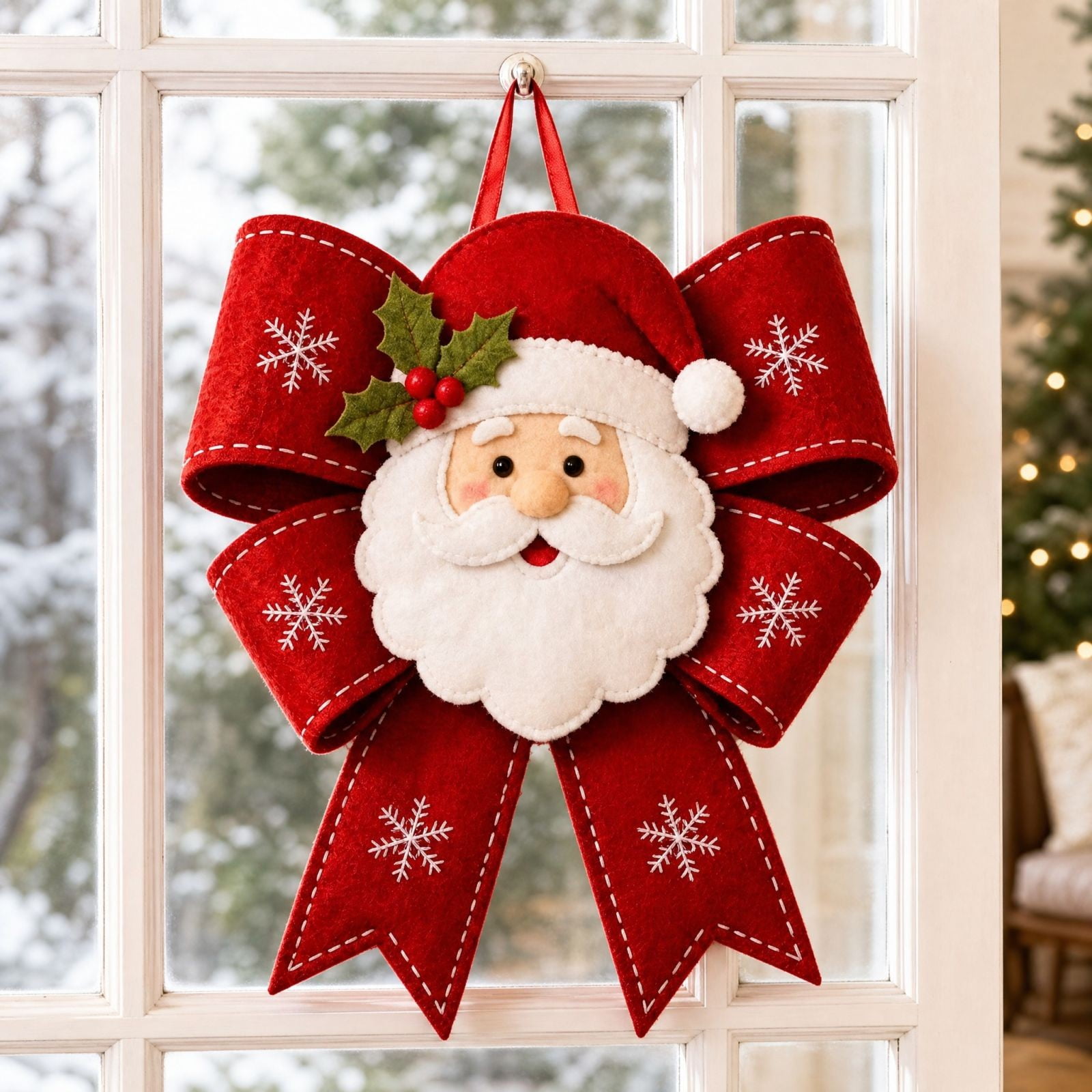 Mrrzels Christmas Santa Hanging Ornament Making Kit 8 Inch Fabric Hand Sewing Set for Home Decor DIY Santa Claus Ornament Craft Kit with Pre-Cut Fabric and Tools Holiday Craft Gift
