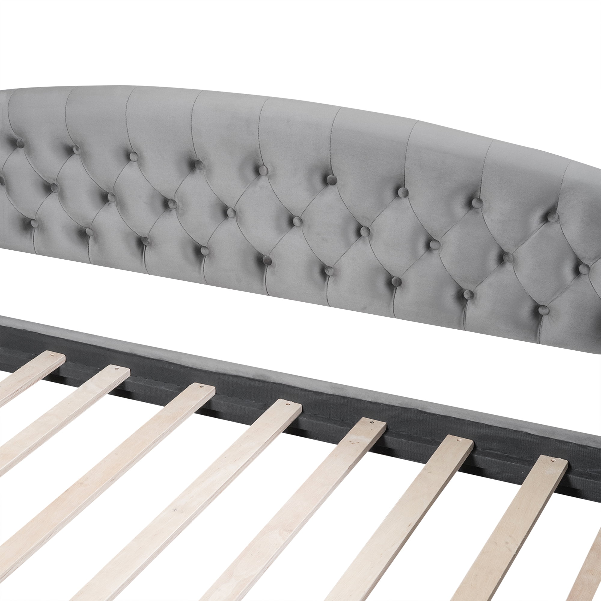 Euroco Upholstered Tufted Full Daybed, Gray