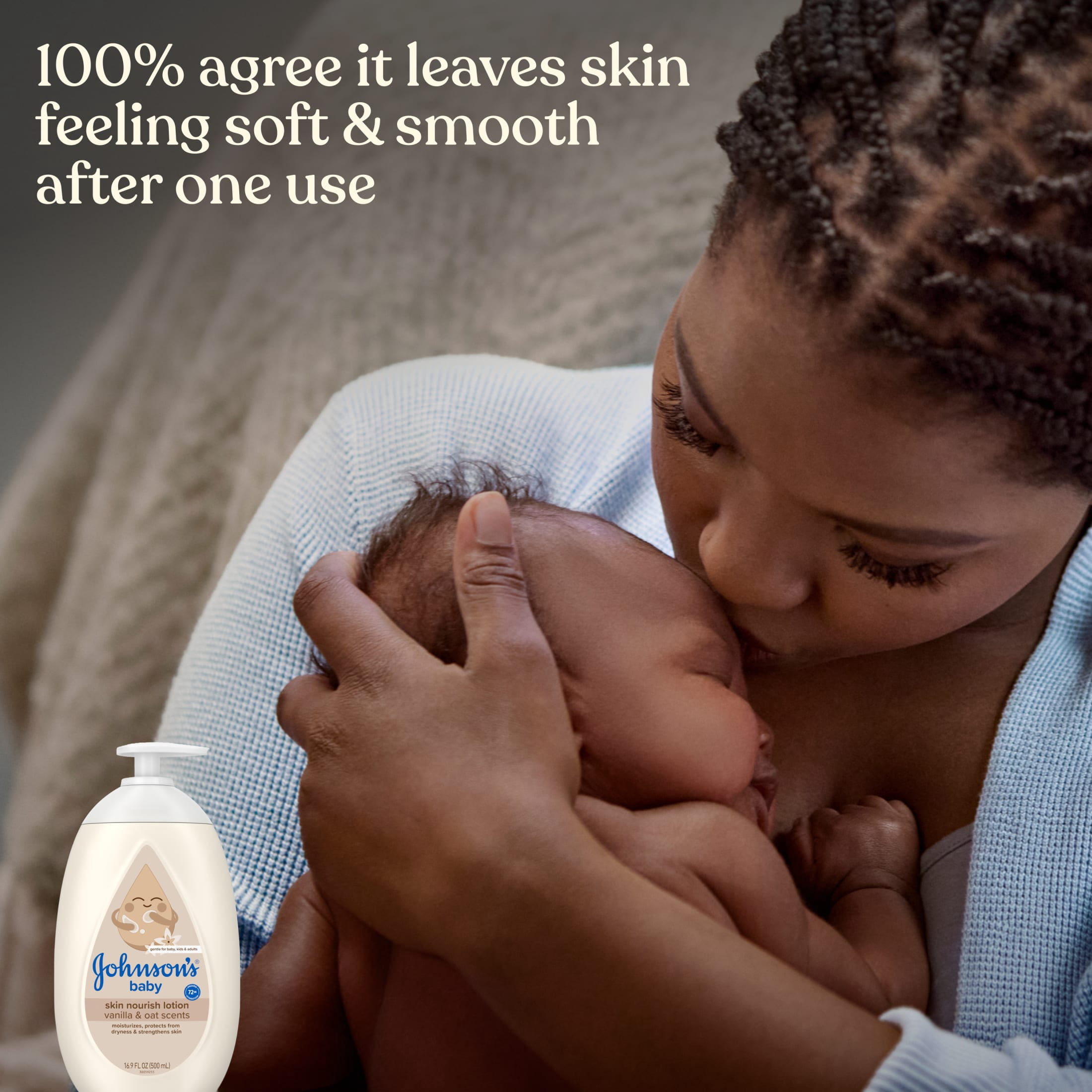 Johnson's Skin Nourish Baby Lotion, Vanilla & Oat Scents, 16.9 fl. oz