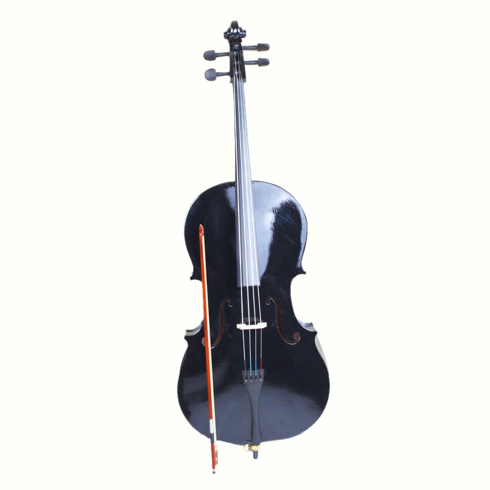 Kepooman 4/4 Wood Cello for Beginners, Gift Musical Instrument Full-Size Cello for Kids, Black Practice Violin for Child Boys Girls with Bag, Rosin, Bow