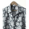 thumbnail image 3 of LA LEELA Men's Holiday Beach Holiday Short Sleeve Santa Claus Party Hawaii Holiday Shirt Hawaiian Christmas Tree Shirts for Men L Grey Snow Flakes, 3 of 6