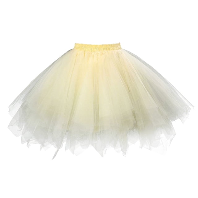 FRSASU Womens Soild Color Tutu Skirt Layered Tulle Skirt Yellow